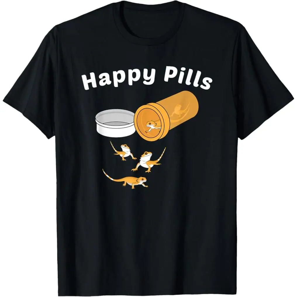 Unisex 100% Premium Cotton Short-Sleeve Round Neck Casual T-Shirt, Funny Bearded Dragon Lizard Reptile Graphic Sports Top