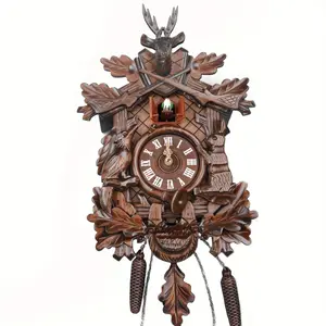 European Style Cuckoo Wall Clock, Hand Carved Decorative Timepiece with Hourly Chime from 7AM–9PM, Classic Home Wall Decor & Gift