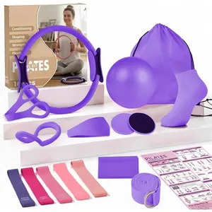 Pilates Kit for Women - 16 count  Pilates Workout Kit for Beginners, Pilates Ring Set with Ball, Resistance Bands & Accessories, Full  Toning Equipment for  Workouts