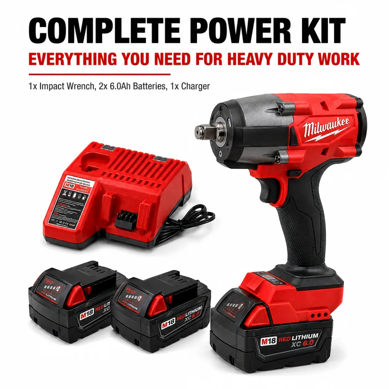 Milwaukee M18 1000N.m 1/2" High Torque Impact Wrench Power Tool - Heavy Duty for Automotive & Structural Bolting, 3-Mode Drive Control, Electronic Clutch, Friction Ring, Socket Ratchet Handle, Lithium, LED Light (Tool Only/Kit for Professionals), Diy Powe