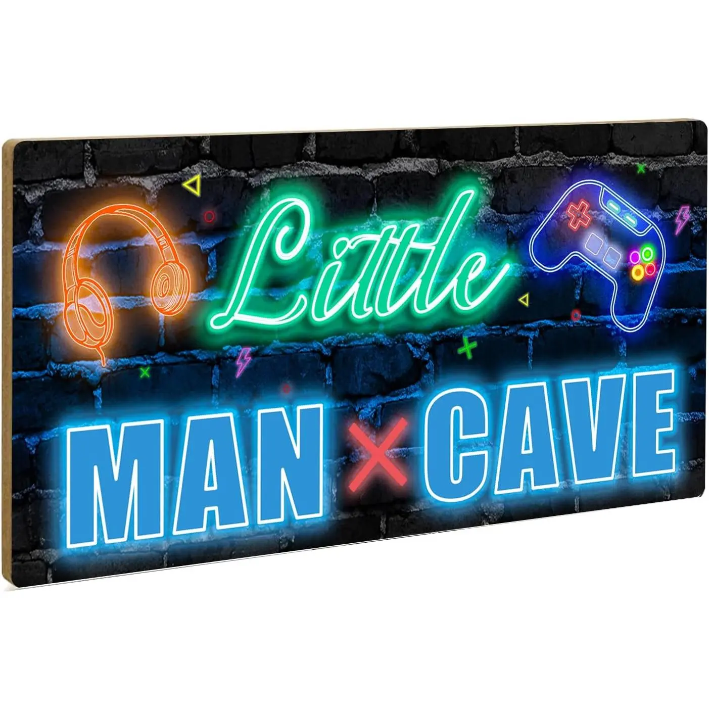 P-OMT09 Personalized Decorative MDF Wood Fiberboard Door Wall Hanging Sign, 10x5 in Playful Gamer Room Accessory for Boys with Pre-Drilled Holes, Home Decor
