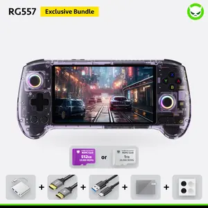 Anbernic RG557 Handheld Game Console【Buy 1 Get 1 HDMI Cable(8K)+1 Multi-Port Adapter+1 Type-C Cable+Joystick Cap*2 Pairs 】 Android 14 AMOLED Touch Screen 1080*1920 Dimensity 8300 Processor Octa-core CPU Six-axis Gyroscope Sensor Ready to Play Gift Package