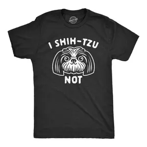Womens I Shih-Tzu Not T Shirt Funny Pet Puppy Dog Lover Graphic Novelty Tee Funny Womens T Shirts Cute Vintage Fashion Casual Ladies T-Shirt Gift Funny Dog Top Women's Novelty Tees Black