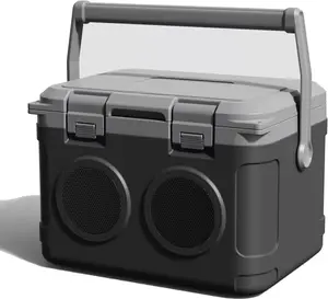 Bluetooth Speaker Camp Cooler  22 Quart，48 Hours Ice Retention, Portable Handle, Outdoor Camping Cooler for BBQs, Beach, Hiking