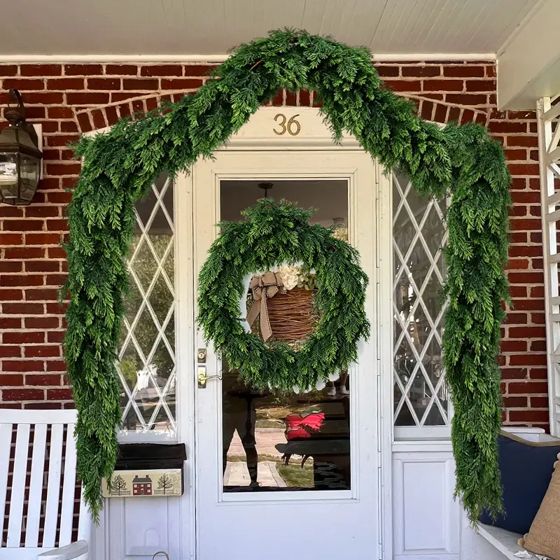 2-Pack 6 FT Artificial Cedar Garlands - Realistic Lush Evergreen Greenery, Reusable Farmhouse Christmas Decoration for Cozy Home Enthusiasts