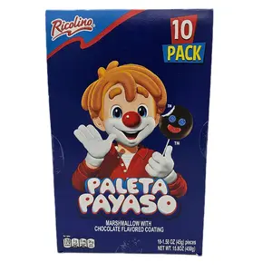 Ricolino Paleta Payaso & Mini - Marshmallow with Chocolate Coating 10 & 15 Pieces Pack - Creamy Soft Dessert Treats