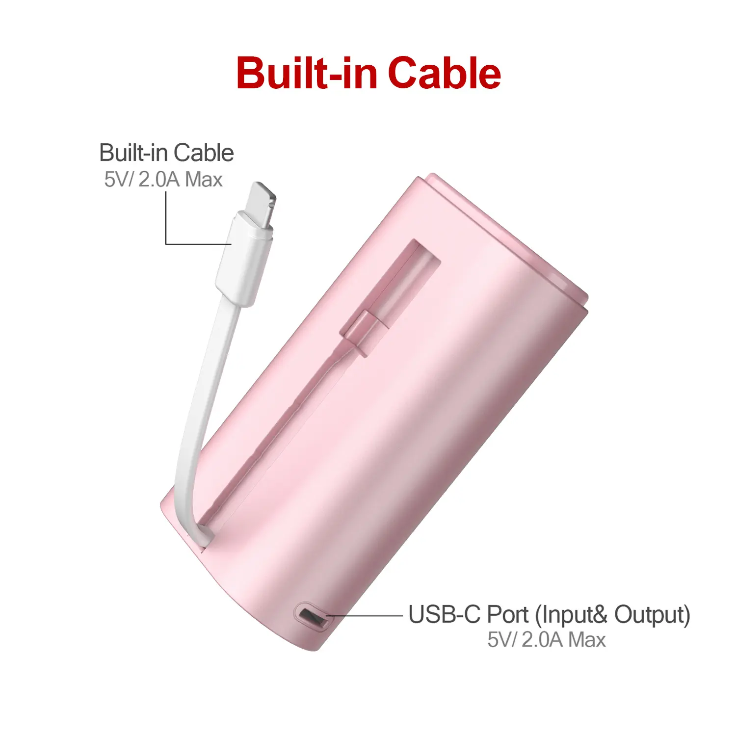 iWALK Portable Charger 9000mah Ultra-Comapct Power Bank with Built-in Cable,External Battery Pack Compatiable for iPhone Xs, XR, X, 8, 8 Plus 7, Samsung Galaxy and more