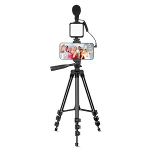 Vlogging Kit for iPhone/Android, Video Starter Kit with Microphone/Adjustable Camera Tripod/Fill Light, Content Creator Essentials Kits for TikTok Vlog Video Recording