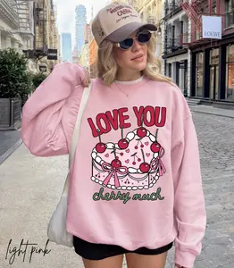 [Sale off up to 40%] Love You Cherry Much Sweatshirt, Cherry Cake Graphic Sweater, Womens Valentine Sweatshirt, Women Valentines Day Shirt, Valentine's Day Gifts