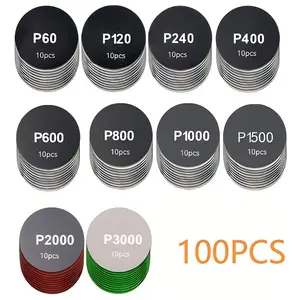 100pcs 3 Inch Wet Dry Heavy Duty Sandpaper Set, Mixed Grits 60-3000, for Metal Wood Plastic Composite Materials, DIY Car Repair Building Projects, Hardware