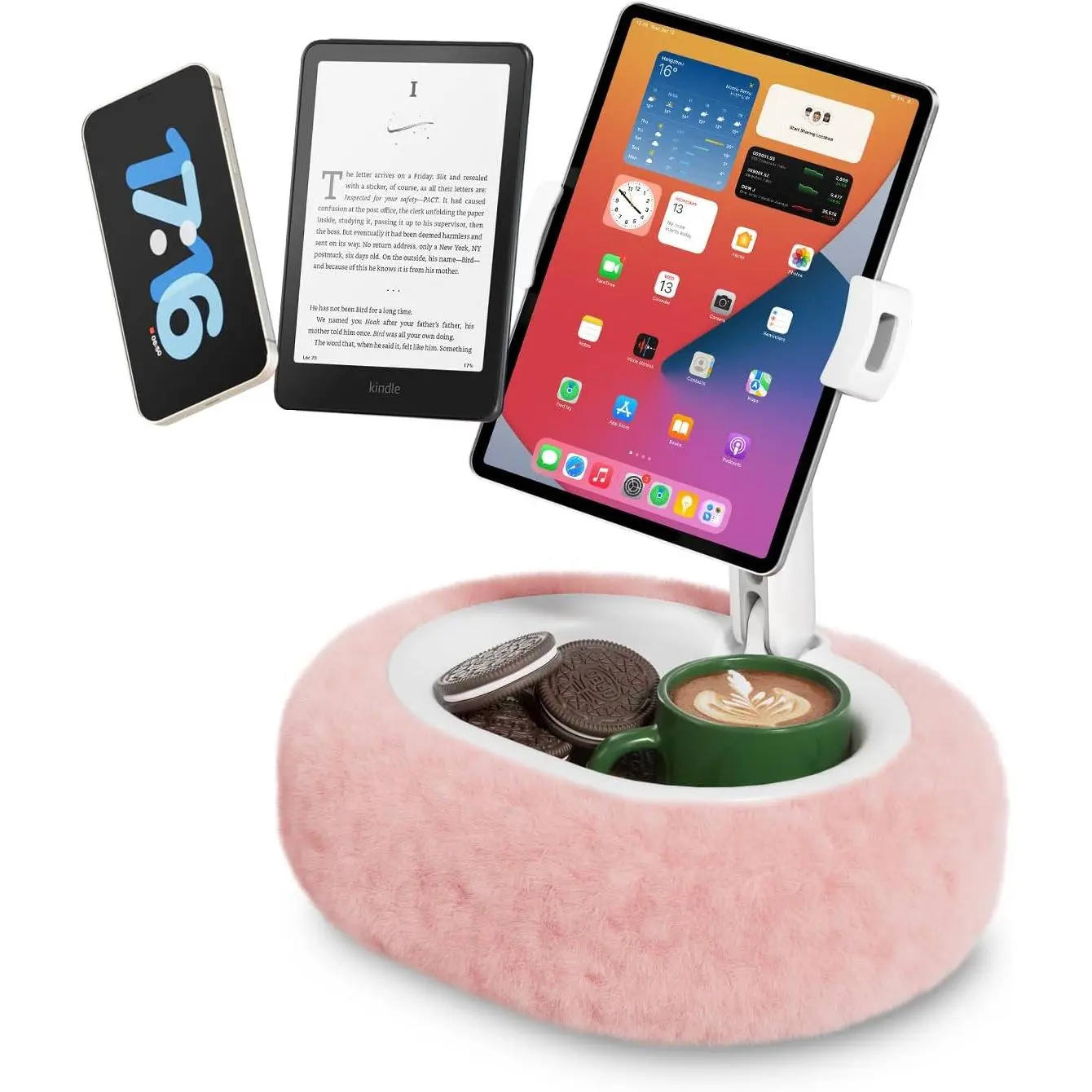 Tablet Pillow Stand,Kindle Pillow Stand, Compatible with 4-11" Tablet/Phone with Small Bowl, Kindle Holder Accessories,Idea for Reading and Video Watching On Bed,