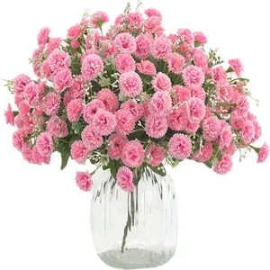 2pcs Small Carnation Artificial Flowers Bulk Fake Flower with Stems Silk Carnation Flowers for Outdoors Wedding Home Hotel Decorations (Pink)
