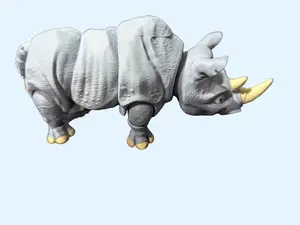 Articulated Rhinoceros - Realistic 3D Printed Figurine with Detailed Sculpting & Poseable Joints for Wildlife & Animal Collectors