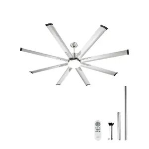 VEVOR 72-in Low Profile Flush Mount Ceiling Fan with Light, 6-Speed Remote Control, Dimmable 3-Color Temperature, Reversible DC Motor, Brushed Nickel for Bedroom, Living Room