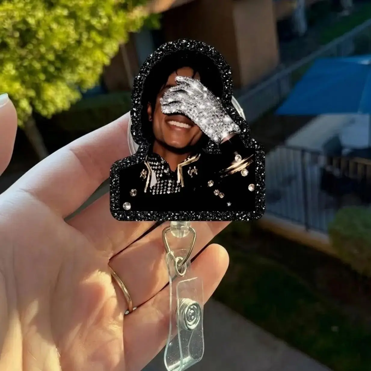 Michael Jackson Glove Vintage Acrylic Badge Reel, King of Pop Badge Reel,Retro Pop Music Badge Reel,  Music Fan Gift, Gift for MJ Fan Merch