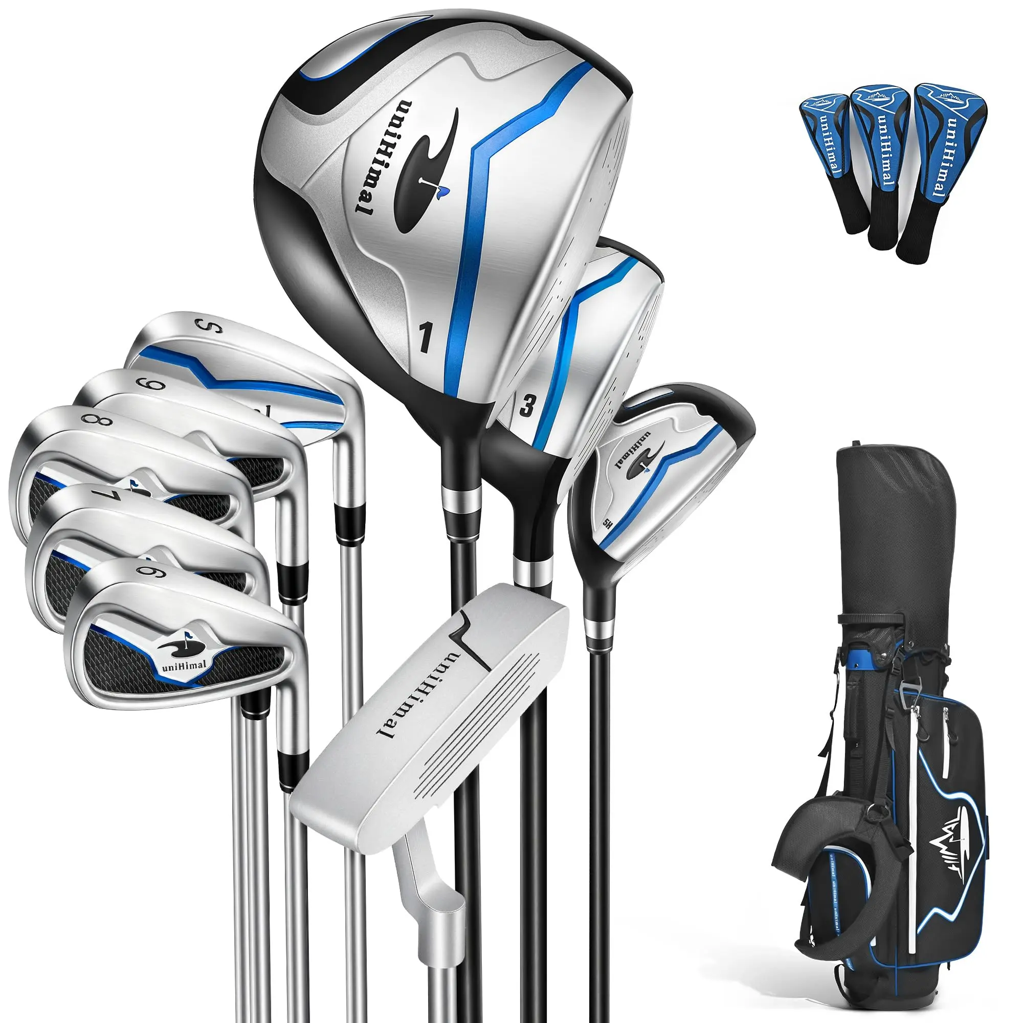 UNIHIMAL Men's Complete Golf Club Set, Right Hand – 9/10/11-Piece Golf Clubs with Stand Bag Golf Equipment Golf Kit tiktokshopbacktoschool