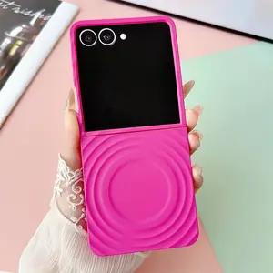 Simple Wave Pattern Protective Phone Case Samsung Galaxy Z Flip7/6/5, Supports Wireless Charging, Anti-Slip, Shockproof, Skin Feel Design