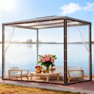 Heavy-Duty Transparent Waterproof Tarpaulin, Tear-Resistant Rainproof Polyethylene Cloth, Garden Balcony Outdoor Camping Cover, Waterproof Tent Canopy, Outdoor Canopy Shelter, Gazebo Canopy Tent