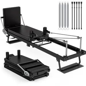 Bearbro Pilates Reformer, Foldable Reformer Pilates Machine with Jump Board, 91.3in Extended Frame, 2 Resistance Combinations for All Levels, Pilates Equipment for Home Gym Workout (Up to 400 LBS)