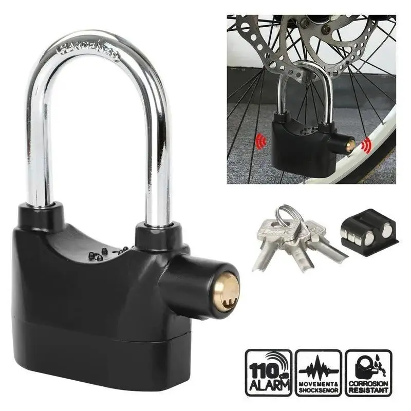 Anti-Theft Alarm Padlock with Lock Hasps, Aluminum alloy material，110dB Loud Siren, Heavy Duty Weatherproof Security Lock, Key/Combination Access, Vibration-Triggered Alarm for Bikes, Gates, Outdoor Use
