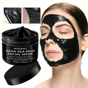 Rozino Dead Sea Mud Facial Mask 50g, Deep Cleansing, Pore, Nourishing, Moisture, Intensive Rich in Minerals and Vitamins, Balances Oil and Water, Suitable for All Skin Types, Radiant