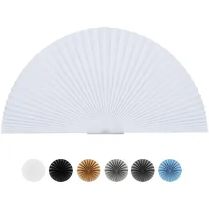 18 inch Radius Arch Half Circle Non-Woven Self Adhesive Cut to Size Light Filtering Half Moon Round Window Covering Pleated Blinds for Front Door