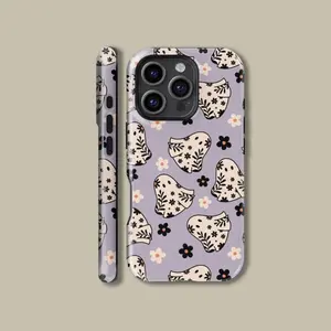 Cute floral ghost design, Halloween 2-in-1 phone case cover with durable, shock-absorbing, shockproof, protection, and stylish design. Compatible with iPhone 17 16 15 14 13 12 11 Pro Max Pro Plus Samsung Galaxy S25 S24 S23 Ultra