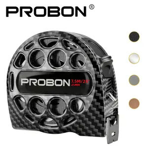 PROBON Retractable Steel Tape Measure (Hollow Design) Measuring Tool + Waterproof, Dual Scales, Anti-Glare + Wear-Resistant, High Precision + Portable with Belt Clip & Carabiner – Perfect for Construction, Carpentry, DIY!