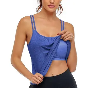 Built-In Bra Tank - Racerback Yoga Top with Shelf Bra | Workout Essential for Gym & Run