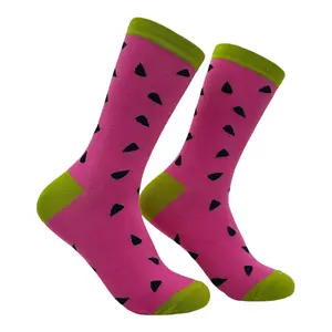 Women's Watermelon Socks Funny Sarcastic Fruit Graphic Novelty Footwear for Ladies Funny Graphic Socks Comfortable Fitted Spandex Cotton