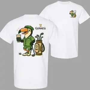 Guinness Golf T-Shirt Toucan Beer Graphic Tee for Men and Women, St. Patrick’s Day Irish Beer Shirt, Funny Pub Vibes Unisex Tee, Casual Streetwear Outfit, Gift for Beer Lovers