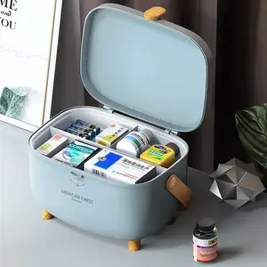 Large-Capacity Double-Layer Storage Box Home Miscellaneous Item Storage Medicine Box with Simple Locking Mechanism Prevents Others from Accidentally Taking Medications Bedroom Decor