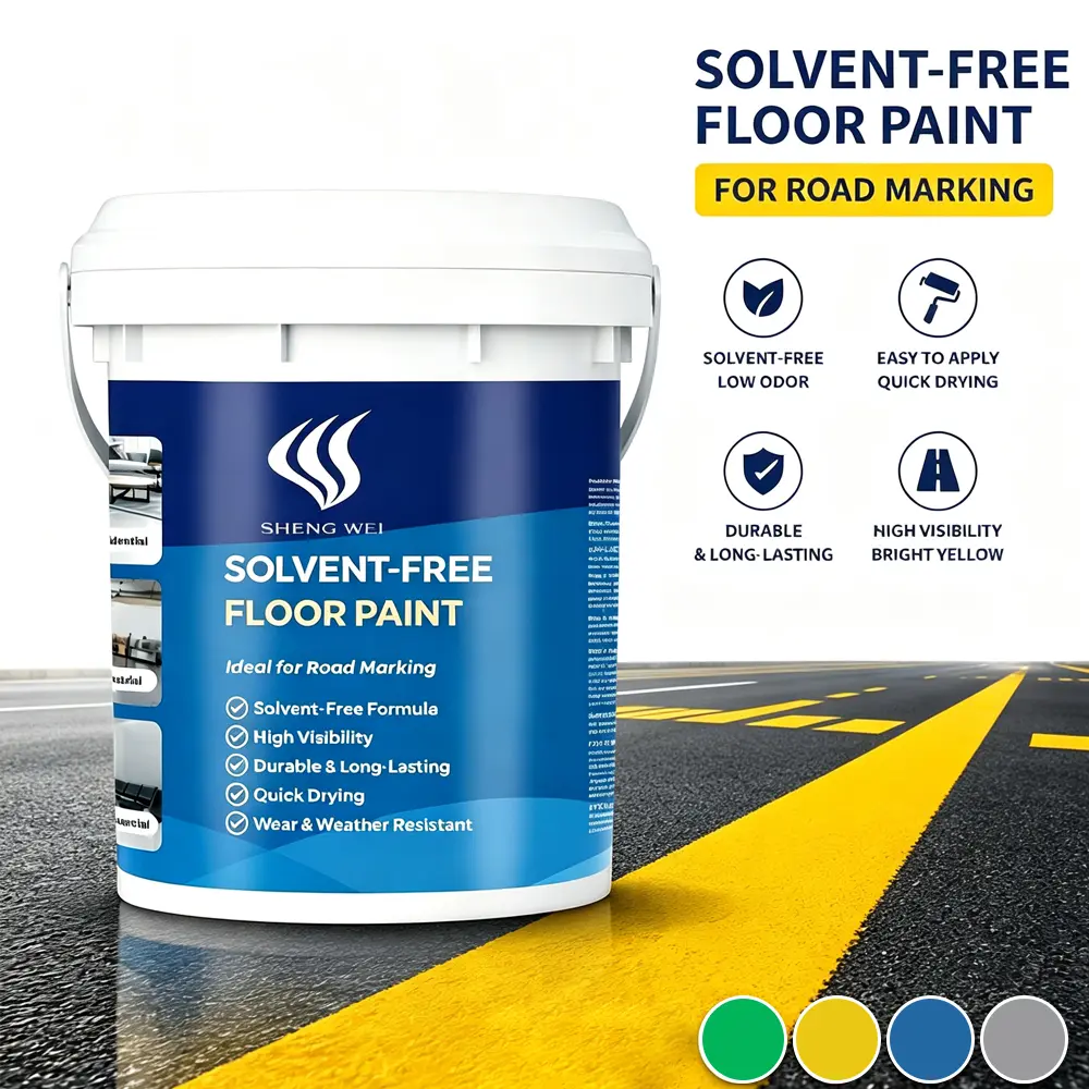 SHENGWEI 3 Gallon Yellow Epoxy Floor Paint, Solvent-Free Concrete Coating for Road Line Marking, Warehouse & Factory Floors, Covers Up to 360 Sq Ft, Durable Wear Resistant Waterproof Non-Slip Finish