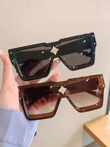 1 Piece Millionaire Square Large Frame Sunglasses, Fashionable And Personalized Diamond-Encrusted Sunglasses, Suitable For Holiday Gifts