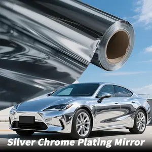 39.4inch Long Electroplated Chrome Mirror Silver Vinyl Packaging Protective Film With Breathable Holes - High-Temperature Resistant Car Paint Protection Film, 30cm/50cm Self-adhesive Car film, Dazzling, Suitable for car Exterior, Car Accessories