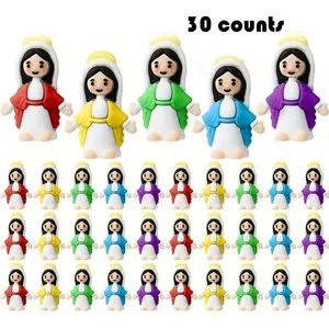 30-Piece Set Multicolor Mini Mary Dolls Figurine Set, Perfect for Hide-And-Seek Games, Classic Religious Gifts for Sundays & Easter Eggs