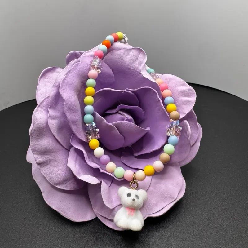 iphone Phone Charms Strap Cute Aesthetic Smartphone Cellphone Colorful Bear Beaded Charm Wristlet Accessory