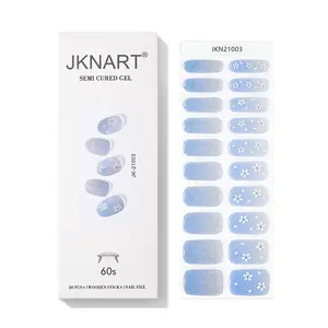 Semi Cured Gel Nail Polish Stickers Kit, 20pcs/set Floral Pattern Soak off UV Gel Nail Art Sticker, Nail Art Kit for Women & Girls