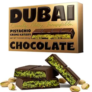 Premium Dubai Chocolate Bar with Pistachio Cream & Kunafa, 7.05oz (200g) – Fresh Handmade Luxury Chocolate, Ideal Holiday Gift