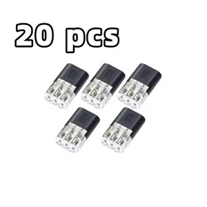 No Stripping 3 Wire Connectors, 3 Pins 2 Way Plug-in LED Wire Connectors Quick Universal Connector for AWG 20-22 Pluggable Low Voltage Wire Connectors