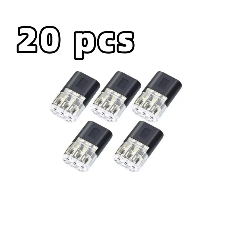 No Stripping 3 Wire Terminal Connectors, 3 Pins 2 Way Plug-in LED Wire Connectors Quick Universal Connector for AWG 20-22 Pluggable Low Voltage Wire Connectors