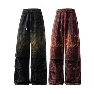 Xiaoxiang Style Corduroy Pants, Unisex Loose Oversized Casual Pants, Harajuku Straight Wide Leg Trousers, Men's Everyday Wear, Soft Comfortable Straight Long Pants