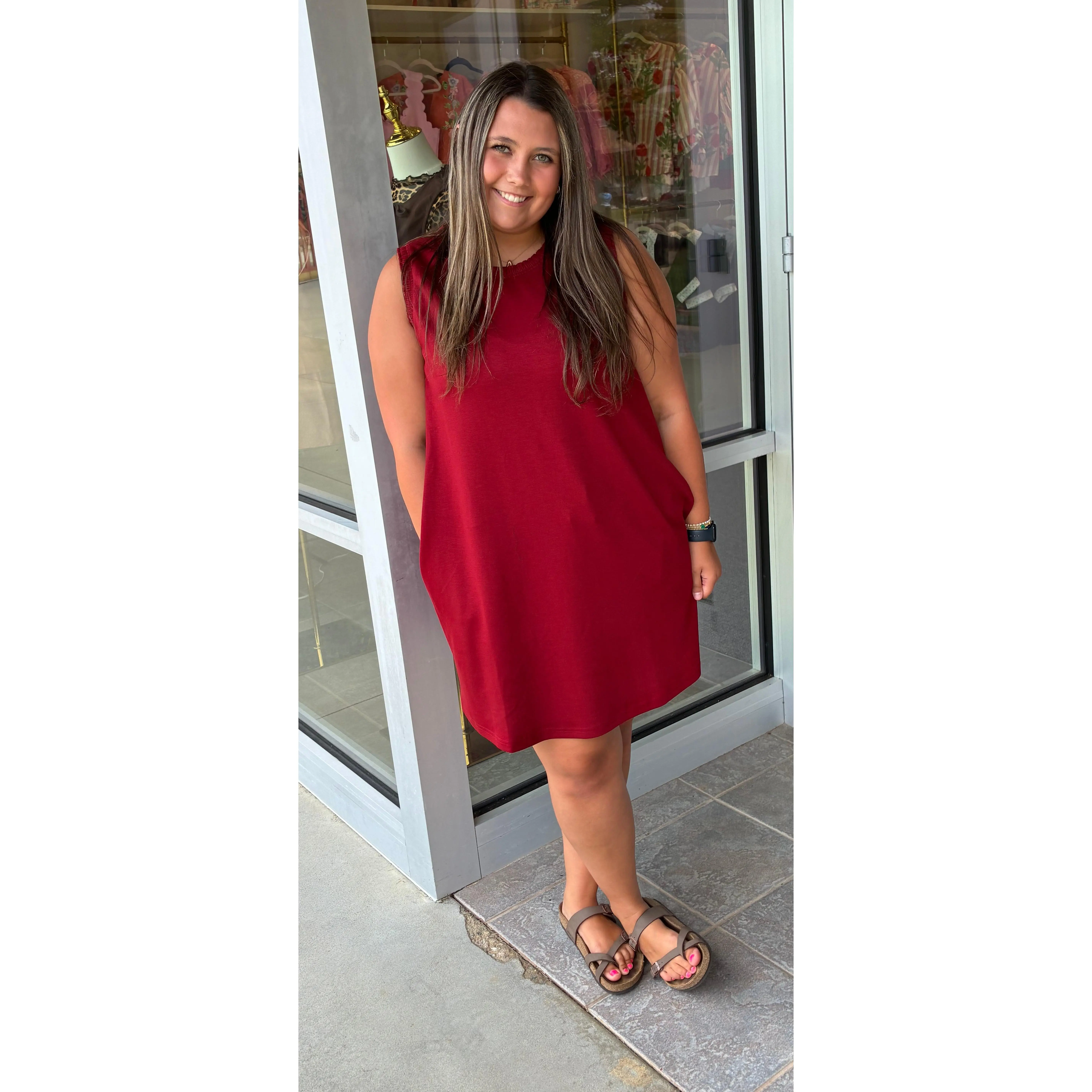 Jodifl Cranberry Sleeveless Dress