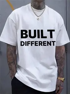 Men's T-Shirt, Classic Graphic T-Shirt, Soft And Comfortable T-Shirts For Men, Script Logo, 180g,  Cotton Loose Fit
