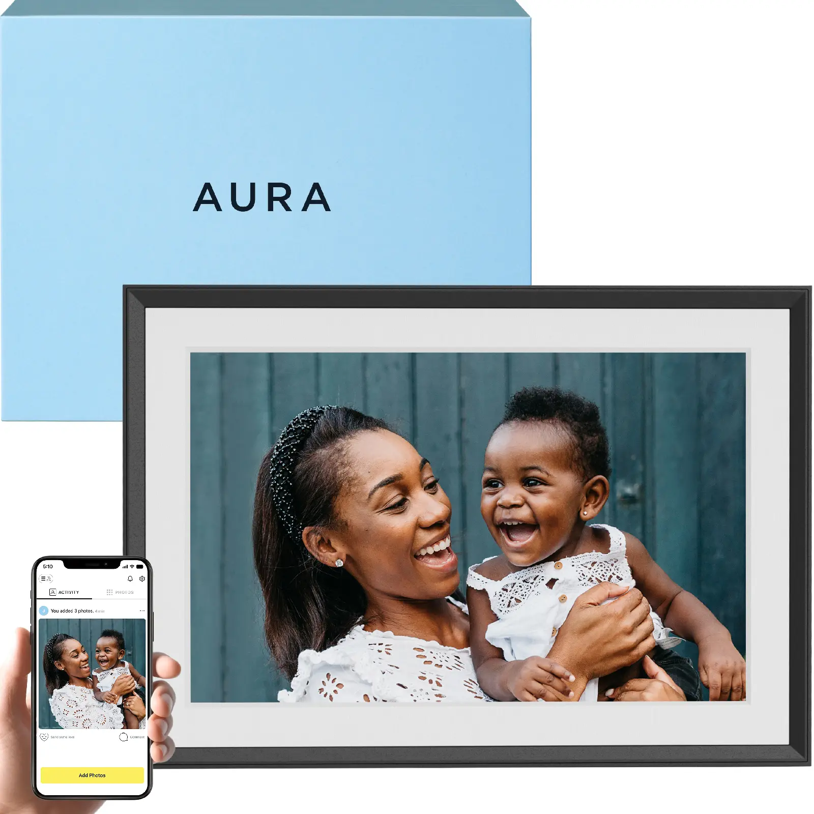 Aura Digital Picture Frame - 10.1" HD Mat Display | Wirecutter's Best Digital Frame for Gifting - Send Photos Directly from Your Phone from Anywhere | Quick & Easy Setup Over WiFi - Free App | Charcoal