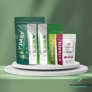 Vital Health Essentials Bundle: 30-Day Systemic Cleanse Kit with V-TEDetox Tea, V-Organex, V-Itaren, & V-Daily Multivitamin for Digestive & Liver Support