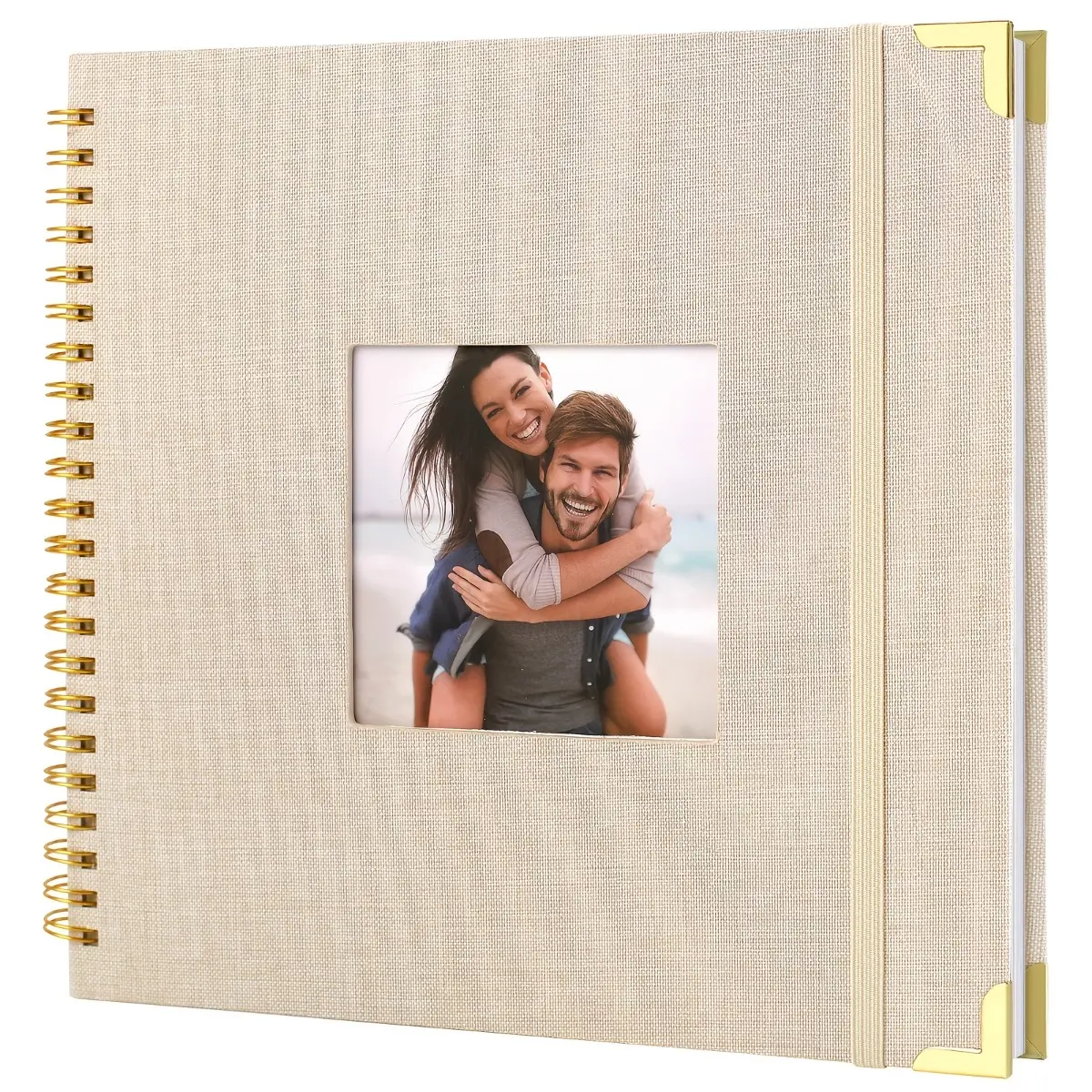 8 x 8 Inch Scrap Book Album，80 Pages Hardcover Linen Cover Memory Book, DIY Scrapbook Photo Album for Wedding, Anniversary Family, Handicraft Projects, Photo Organizer, Handmade Crafts (Beige)