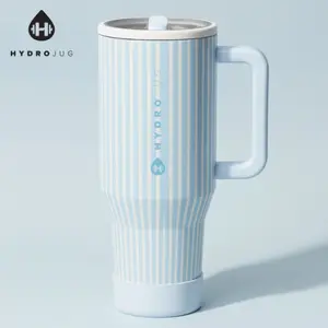 HydroJug Traveler 40 oz Leak-Proof Double-Wall Vacuum Insulated Stainless Steel Water Bottle, Portable Tumbler with Flip Straw, Handle, Cup Holder-Fit Rubber Base, Spill-Free Lid, Reusable Hydrojugs Gift for Adults, Cape Cod