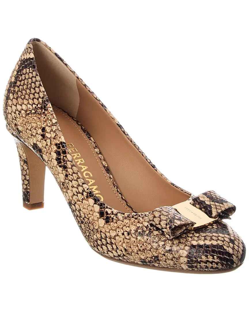 Ferragamo Carla Snake-Embossed Leather Pump