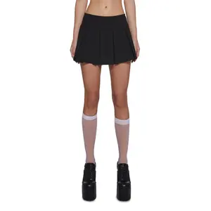 Wicked Scholar Pleated Mini Skirt - Black